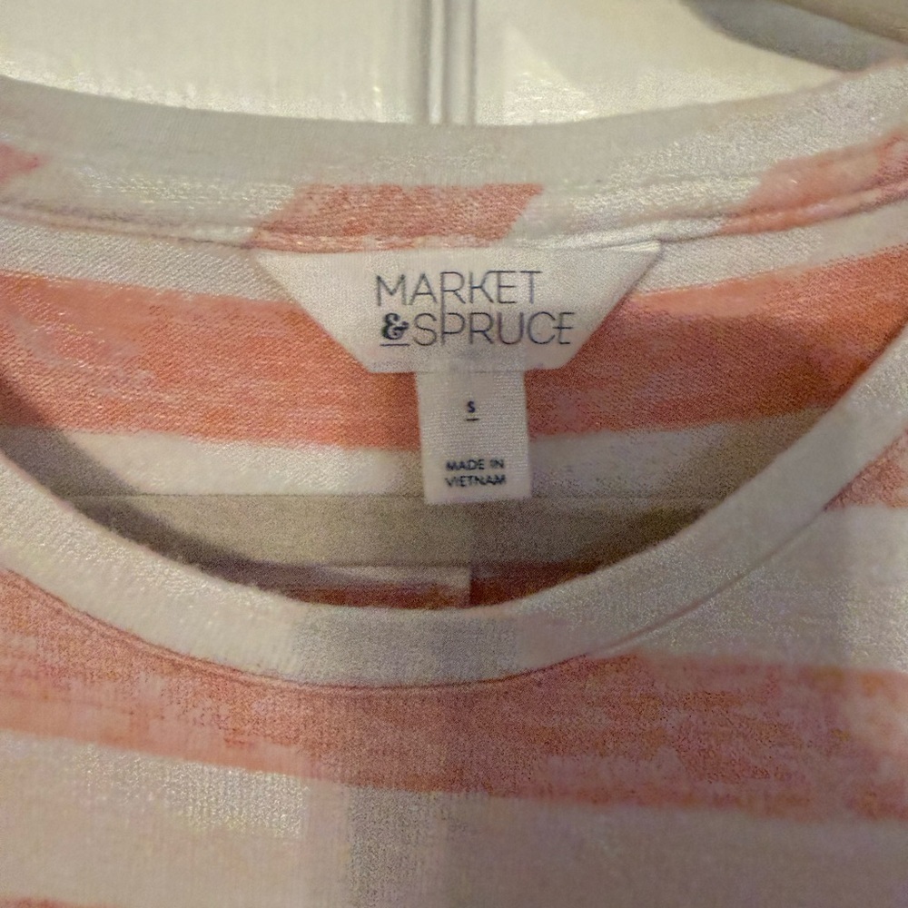 Market & Spruce Pink and White Striped Sleeveless Tank - Picture 2 of 6